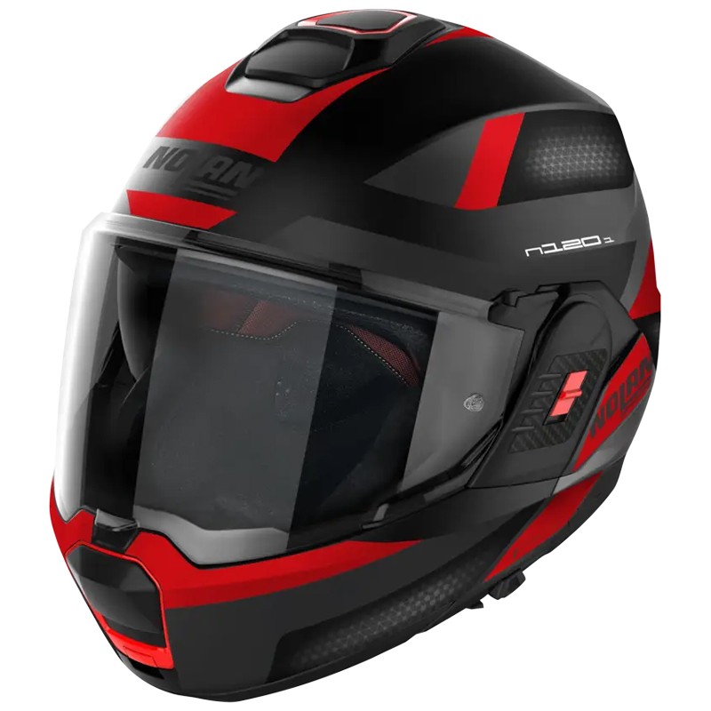 Casco apribile Nolan N120-1 Subway nero opaco e rosso