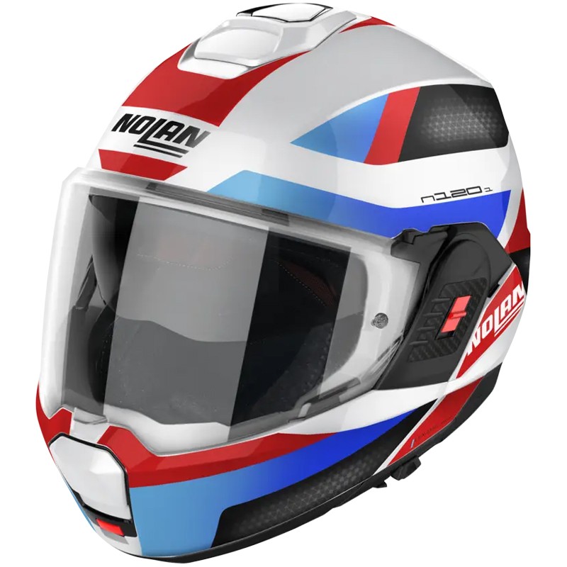 Casco apribile Nolan N120-1 Subway bianco, blu e rosso