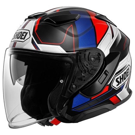 Casco Shoei J-Cruise 3 Whizzy TC10 con doppia visiera nero, blu e rosso