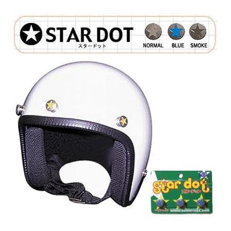 Set 3 bottoni da casco Star Dot con grafica in vari col