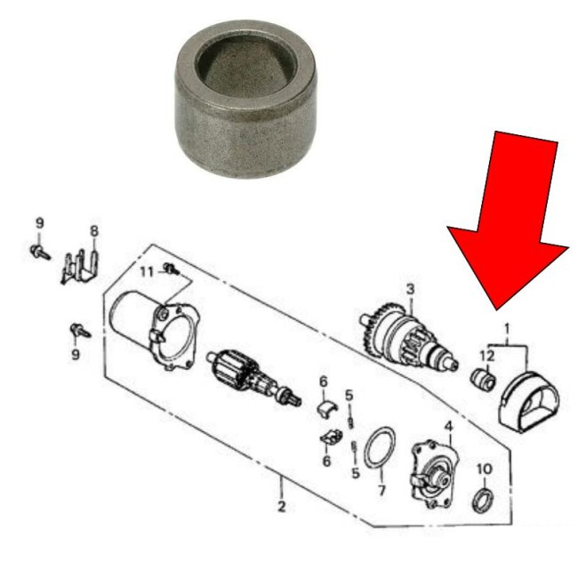 Boccola ingranaggio avviamento per Honda Dio SC, GP, ZX93