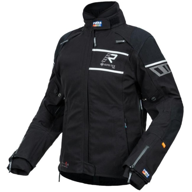 Giacca moto da donna Rukka Raptorina Gore-Tex nera e bianca