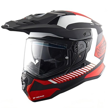 Casco integrale enduro NOS NS-9 Mirage nero, bianco e rosso