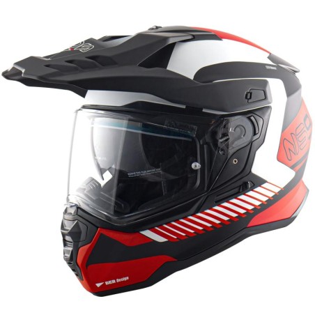 Casco integrale enduro NOS NS-9 Mirage nero, bianco e rosso