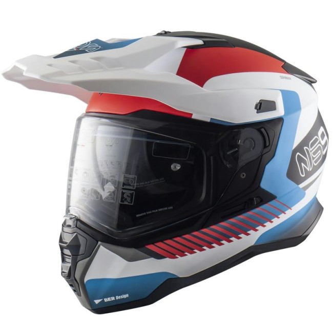 Casco integrale enduro NOS NS-9 Mirage bianco, rosso e blu