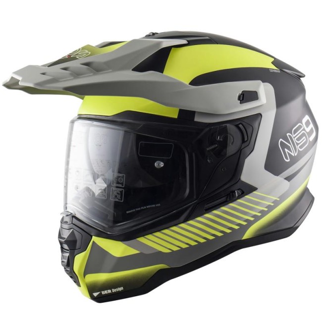 Casco integrale enduro NOS NS-9 Mirage nero, grigio e giallo opachi