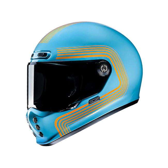 Casco HJC V10 Foni MC27 azzurro e arancio