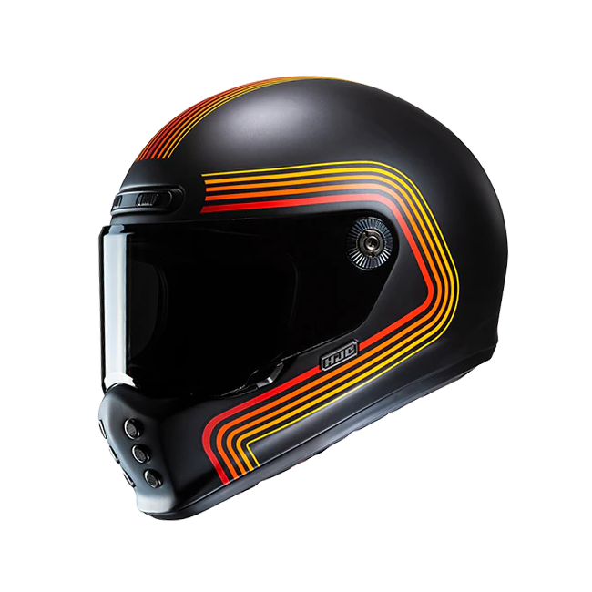 Casco HJC V10 Foni MC1SF nero, rosso, arancione e giallo