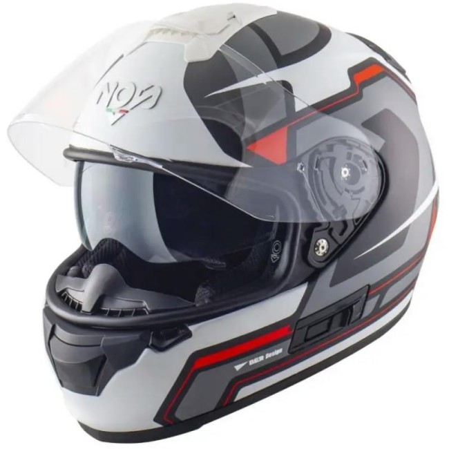 Casco integrale NOS NS-7F Alias nero, bianco e rosso