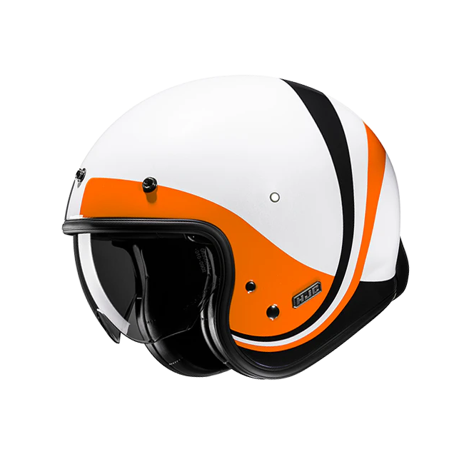 Casco Jet HJC V31 Emgo MC7 bianco, nero e arancio