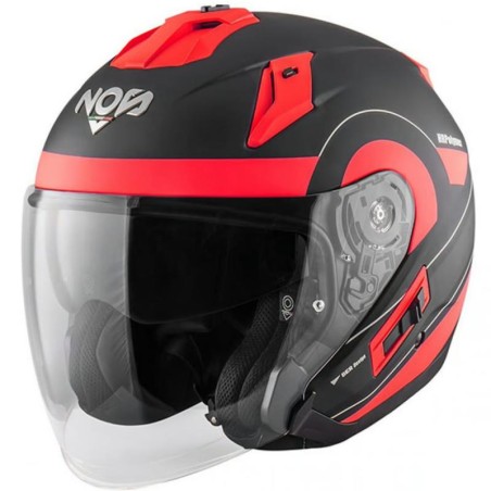 Casco Jet NOS NS-2 grafica Zone nero opaco e rosso