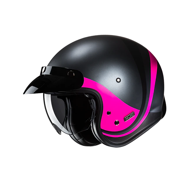 Casco Jet HJC V31 Emgo MC8SF nero e fucsia