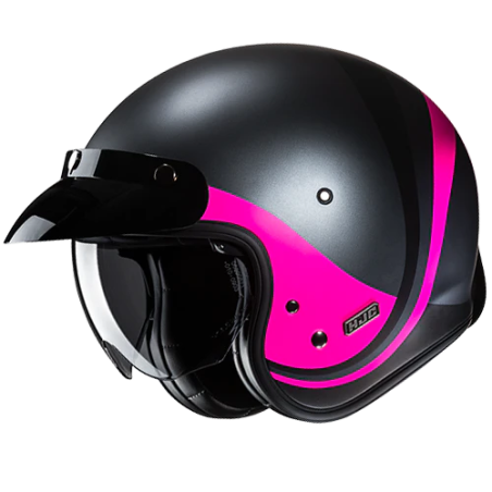 Casco Jet HJC V31 Emgo MC8SF nero e fucsia