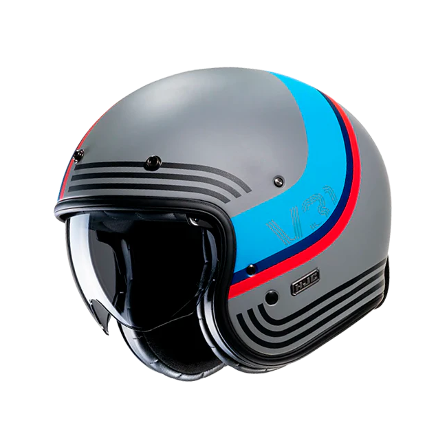 Casco Jet HJC V31 Byron MC21SF grigio, celeste, blu e rosso opachi