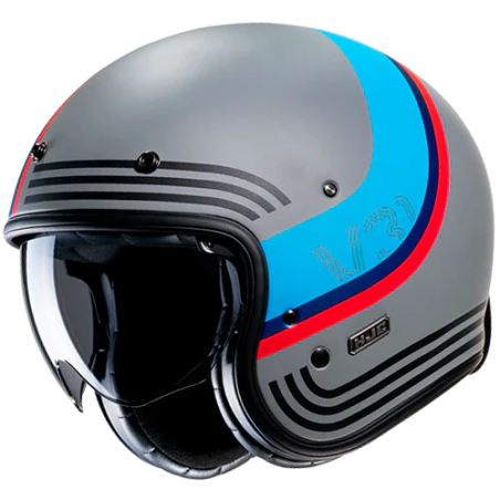 Casco Jet HJC V31 Byron MC21SF grigio, celeste, blu e rosso opachi