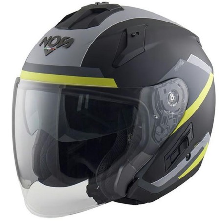 Casco Jet NOS NS-2 grafica Blade nero opaco e giallo fluo