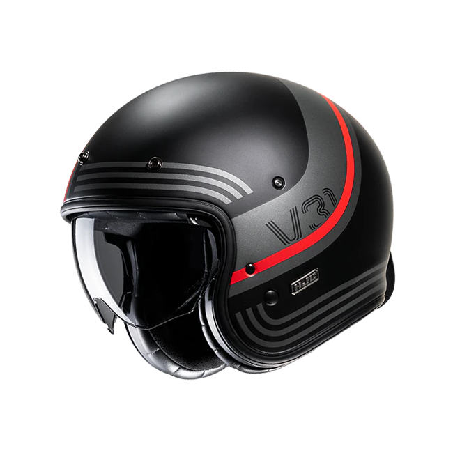 Casco Jet HJC V31 Byron MC1SF nero, grigio e rosso opachi