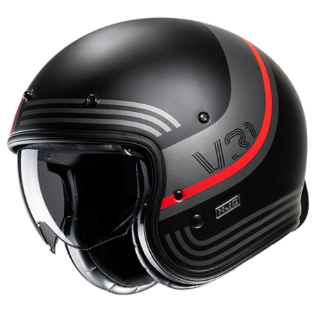 Casco Jet HJC V31 Byron MC1SF nero, grigio e rosso opachi