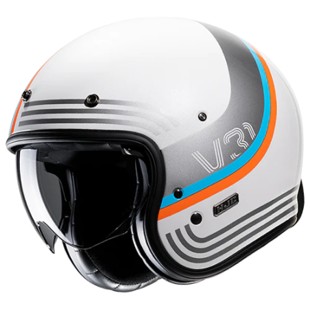 Casco Jet HJC V31 Byron MC27 bianco, grigio, azzurro e arancione opachi