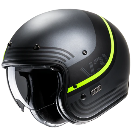 Casco Jet HJC V31 Byron MC3HSF grigio, nero e giallo fluo