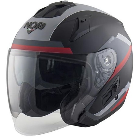 Casco Jet NOS NS-2 grafica Blade nero opaco e rosso