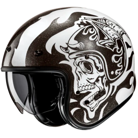 Casco Jet HJC V31 Flame MC5 bianco e nero