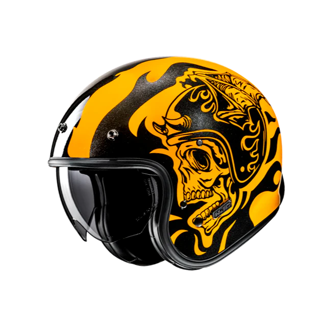 Casco Jet HJC V31 Flame MC3 nero e arancio