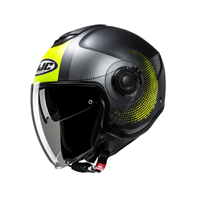 Casco Jet HJC i40N doppia visiera Pyle MC3HSF grigio, giallo e nero opaco