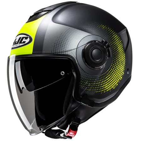 Casco Jet HJC i40N doppia visiera Pyle MC3HSF grigio, giallo e nero opaco