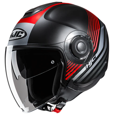 Casco Jet HJC i40N doppia visiera Dova nero, rosso e grigio opachi