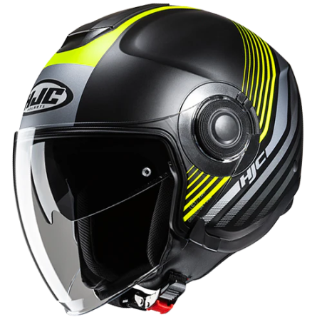 Casco Jet HJC i40N doppia visiera Dova nero, giallo e grigio opachi