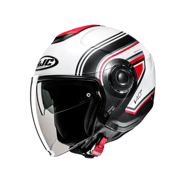 Casco Jet HJC i40N doppia visiera Linia bianco, nero e rosso