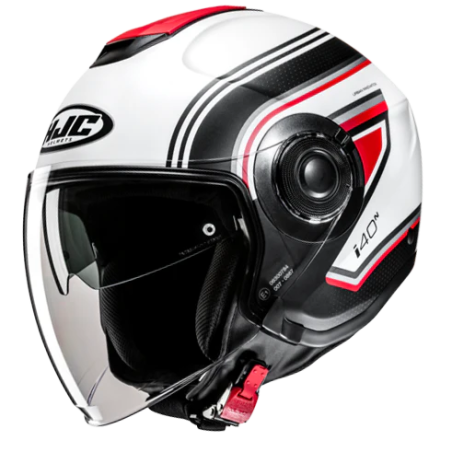 Casco Jet HJC i40N doppia visiera Linia bianco, nero e rosso