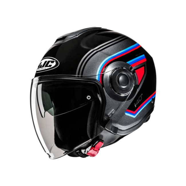 Casco Jet HJC i40N doppia visiera Linia nero, grigio, rosso e blu