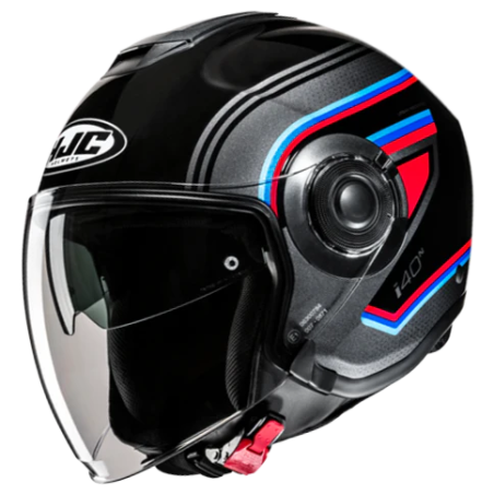 Casco Jet HJC i40N doppia visiera Linia nero, grigio, rosso e blu