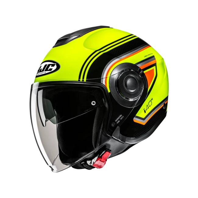 Casco Jet HJC i40N doppia visiera Linia giallo fluo, nero, grigio e arancio