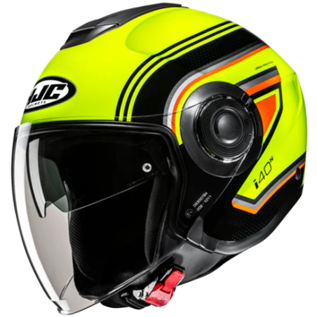 Casco Jet HJC i40N doppia visiera Linia giallo fluo, nero, grigio e arancio