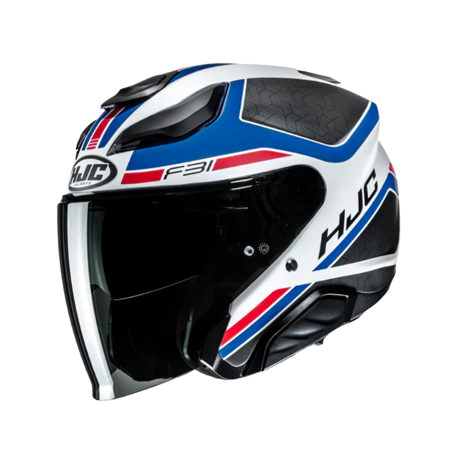 Casco Jet HJC F31 Ceron blu, bianco, nero e rosso opachi