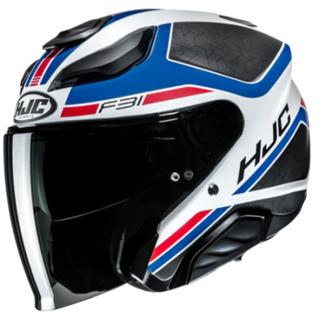 Casco Jet HJC F31 Ceron blu, bianco, nero e rosso opachi