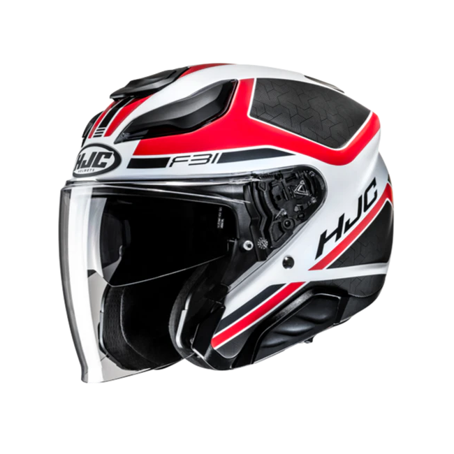 Casco Jet HJC F31 Ceron rosso, bianco e nero opachi