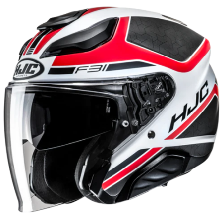 Casco Jet HJC F31 Ceron rosso, bianco e nero opachi