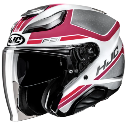 Casco Jet HJC F31 Ceron bianco, rosso e rosa