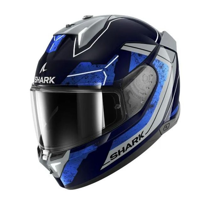 Casco Shark Helmets Skwal i3 Rhad con luci led blu, grigio e azzurro lucido