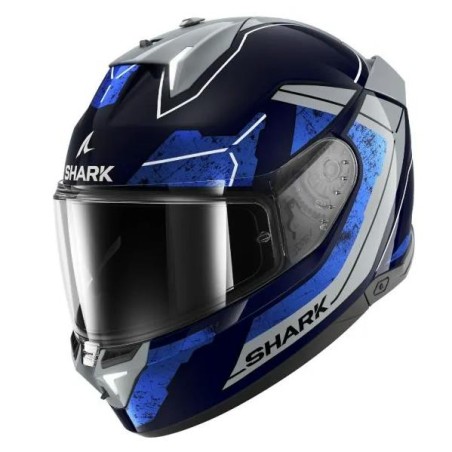 Casco Shark Helmets Skwal i3 Rhad con luci led blu, grigio e azzurro lucido