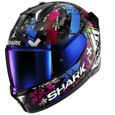 Casco Shark Helmets Skwal i3 Hellcat con luci led nero, blu e rosso