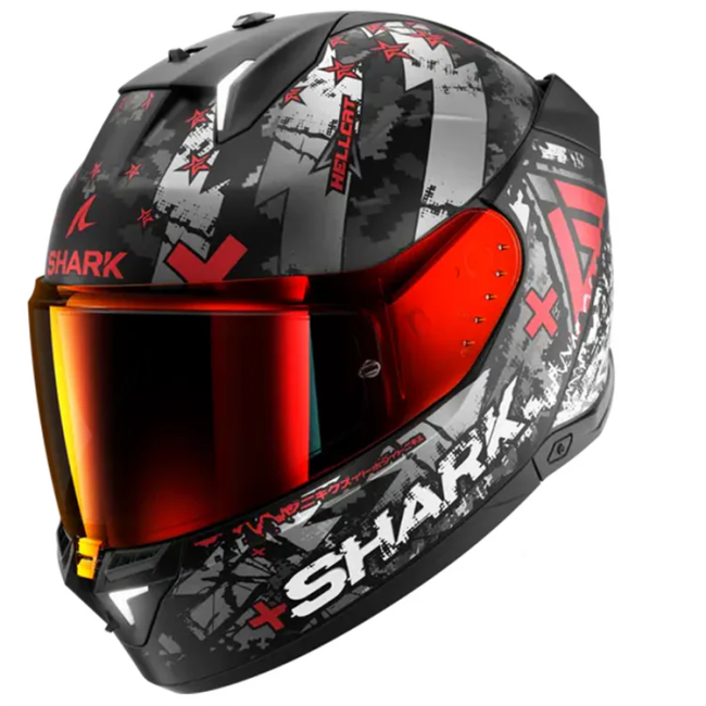 Casco Shark Helmets Skwal i3 Hellcat con luci led nero, grigio e rosso opaco