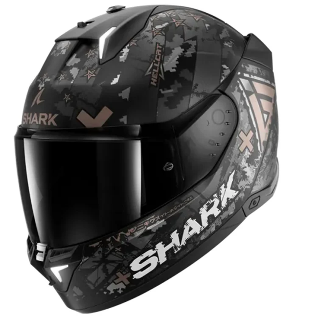 Casco Shark Helmets Skwal i3 Hellcat con luci led nero, grigio e oro opaco