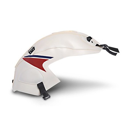 Copriserbatoio Bagster per Honda CBR 650F dal 2014 in similpelle bianco con triangolo blu baltico e rosso