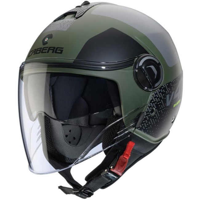 Casco Caberg Riviera V4-X grafica Alpha verde militare opaco e grigio