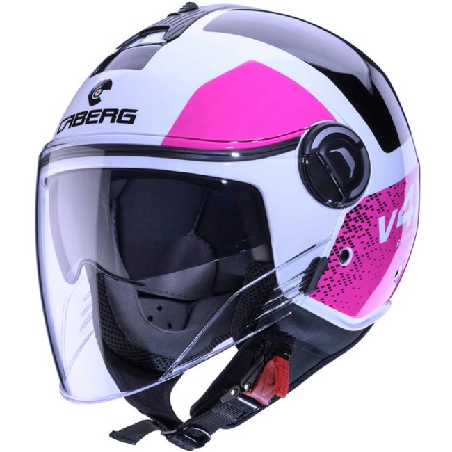 Casco Caberg Riviera V4-X grafica Alpha bianco, nero e fucsia